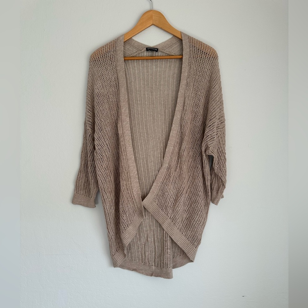 Express Women's gray Open-Front Sweater